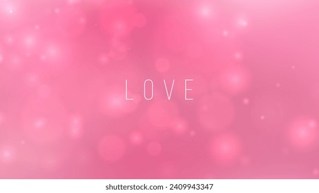 Fondo borroso con efecto bokeh. Gradiente de color rosa. Cartel de los saludos del Día de Velentines o invitaciones de boda. Ilustración vectorial.