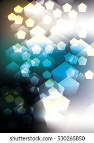 Blurred background bokeh of the pentahedron. abstraction. blurred circles. bright glare.vector