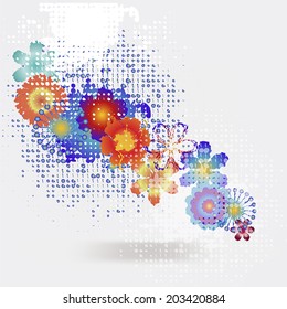 blurred background with bright flowers