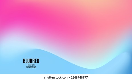 Blurred background with color gradient wave. Smooth mesh dynamic template. Blur color gradient banner. Dynamic wave composition design. Trendy abstract blurred gradient mesh background. Vector