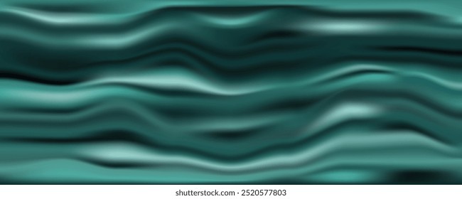 Fondo borroso de la capa de piedra verde esmeralda, textura ondulada abstracta de la tela, modelo natural Horizontal de la seda de la onda, escena arrugada lujosa brillante que refleja la luz, gradiente brillante.
