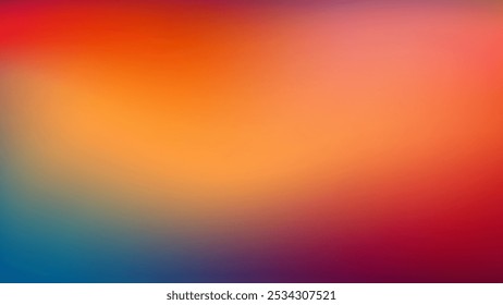 A blurred background featuring a gradient of red, orange, and blue hues, transitioning smoothly from dark blue to a bright orange and finally a reddish hue.