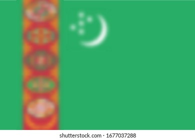 Unscharfer Hintergrund mit Flagge Turkmenistans. Vektorillustration