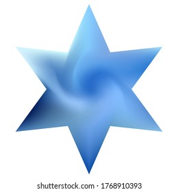 Fondo borroso en forma de hexagrama. Símbolo religioso judaico sagrado. hexágono de color suave de moda. Cubierta abstracta moderna azul para tu diseño gráfico o proyectos creativos.