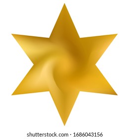 Blurred background in the form of hexagram. Trendy soft color polygon. Judaic sacred religious symbol. Yellow modern abstract cover for your graphic design or creative projects.
