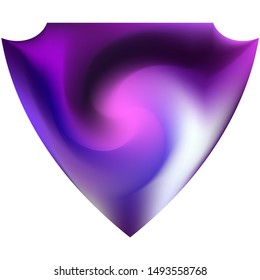 Blurred background in the form of a shield. Fashionable backdrop in a style of 80th. Soft color logo. Violet modern abstract cover for your graphic design or creative projects.
