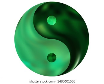 Blurred background in the form of yin yang. Trendy soft color illustration. Flat original liquid theme. Green modern abstract cover for your graphic design or creative projects.