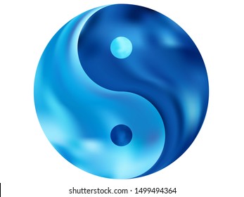 Blurred background in the form of yin yang. Trendy soft color mandala. Flat original liquid theme. Blue modern abstract cover for your graphic design or creative projects.