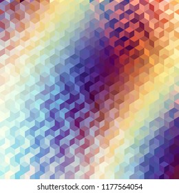 Blurred background. Geometric abstract pattern in low poly style. Effect of a glass. Small cubes. Vector image.