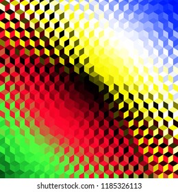 Blurred background. Geometric abstract pattern in low poly style. Effect of a glass. Small cubes. Vector image.
