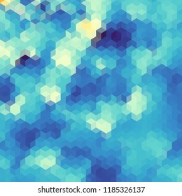 Blurred background. Geometric abstract pattern in low poly style. Effect of a glass. Small cubes. Vector image.
