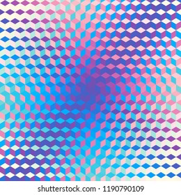 Blurred background. Geometric abstract pattern in low poly style. Effect of a glass. Small cubes. Vector image.