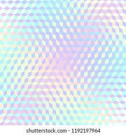 Blurred background. Geometric abstract pattern in low poly style. Effect of a glass. Small cubes. Vector image.