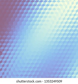 Blurred background. Geometric abstract pattern in low poly style. Effect of a glass. Small cubes. Vector image.