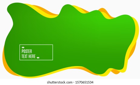 Blurred background. Geometric liquid shape. Abstract green gradient design. Dynamic shape background. Landing page blurred cover. Composition template banner. Vector