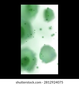 A blurred background with green mold colonies, a vertical isolated banner. Themes include scientific research, infections, food spoilage, allergens, pharmaceuticals, and medicine. Vector. Poster.