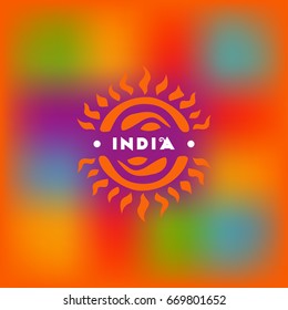Blurred background with the image of symbolic of the sun in the Indian style