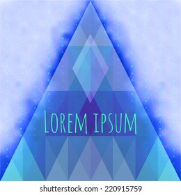 blurred background mystical with a pattern of triangles, constellations and the grid of circles and place for text. Vector, eps10.