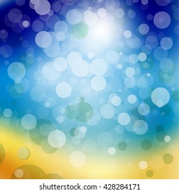 blurred background of ocean and beach with bokeh