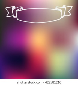 Blurred background and outline ribbon. Template Birthday