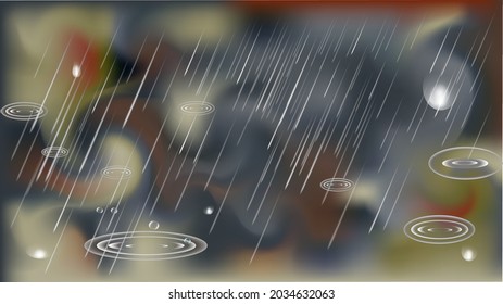 Blurred background with rain. natural shades. backdrop vector illustration