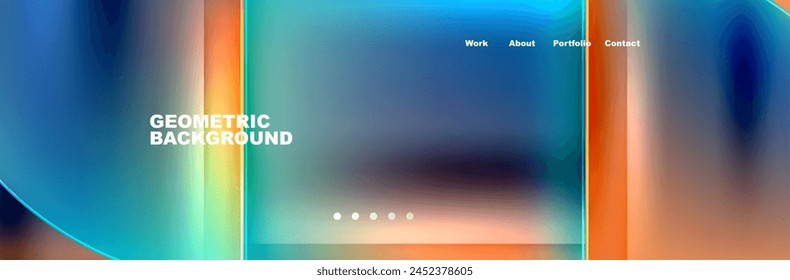 A blurred background with a rainbow of colors featuring rectangles, circles, and liquid patterns in electric blue, magenta tints, and shades. Perfect for display devices and gadgets