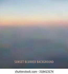 Blurred background with sea landscape at sunset. Vector illustration. 