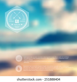 Blurred background with seashore and place for your text. Vector illustration.