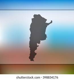 Blurred background with silhouette of Argentina map. Vector silhouette of Argentina map