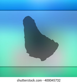 Blurred background with silhouette of Barbados map. Vector silhouette of Barbados map