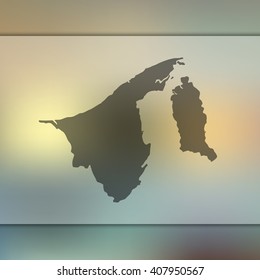 Blurred background with silhouette of Brunei map. Vector silhouette of Brunei map