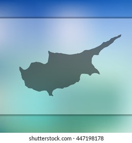 Blurred background with silhouette of Cyprus map. Vector silhouette of Cyprus map