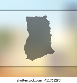 Blurred background with silhouette of Ghana map. Vector silhouette of Ghana map