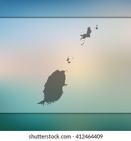 Blurred background with silhouette of Grenada map. Vector silhouette of Grenada map