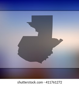 Blurred background with silhouette of Guatemala map. Vector silhouette of Guatemala map
