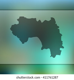 Blurred background with silhouette of Guinea map. Vector silhouette of Guinea map