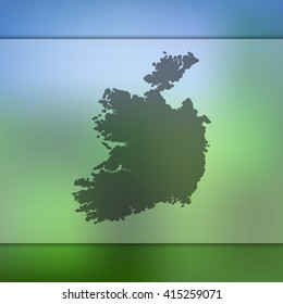Blurred background with silhouette of Ireland map. Vector silhouette of Ireland map