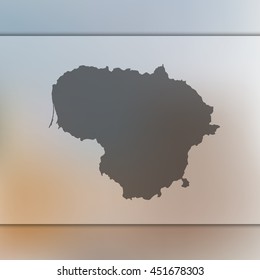 Blurred background with silhouette of Lithuania map. Vector silhouette of Lithuania map