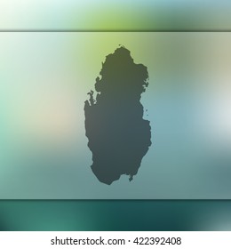 Blurred background with silhouette of Qatar map. Vector silhouette of Qatar map