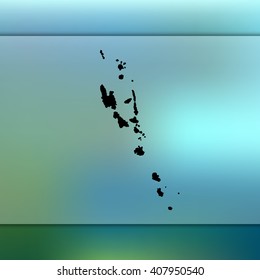 Blurred background with silhouette of Vanuatu map. Vector silhouette of Vanuatu map