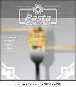 Blurred background with spaghetti on a fork. Vector illustration.