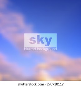 Blurred background. Summer blue sky with colorful clouds on a sunny day. Vector illustration.