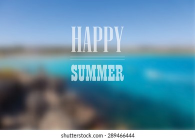 Blurred background of town and sea cost. Vector illustration