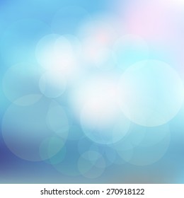 Blurred background. Vector illustration in blue and mint colors with bokeh effect. Fine template for motivational text, cover design or web design.