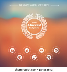 Blurred background. Web and mobile template. Website icons template.
