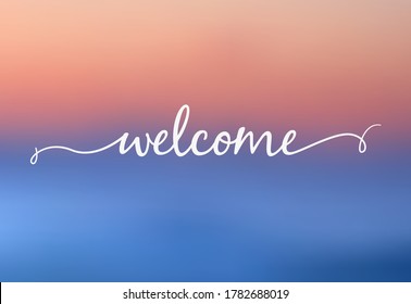 Blurred background with welcome letter