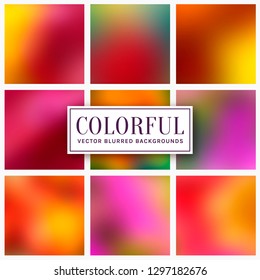 Blurred backgrounds. Abstract colorful cards with copy space for your design. Vector set.