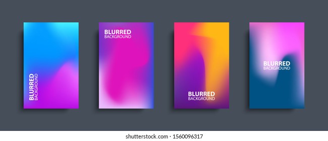 Blurred backgrounds collection with modern abstract blurred color gradient patterns. Templates set for brochures, posters, banners, flyers and cards. Vector illustration.