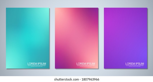 Blurred backgrounds for cover design, brochure layout, book, poster mockup, and flyer template. Colorful pattern, vibrant colors, fluid abstract, blended colours.