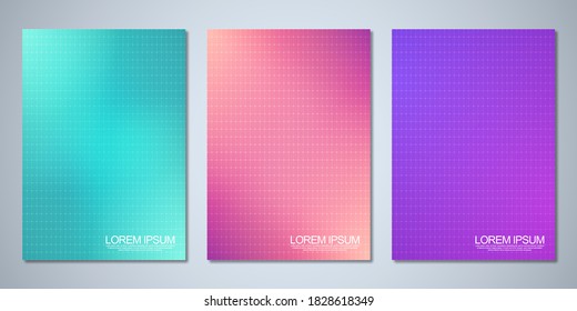 Blurred backgrounds with a grid pattern for cover design, brochure layout, book, poster mockup, and flyer template. Colorful pattern, vibrant colors, fluid abstract, blended colors.